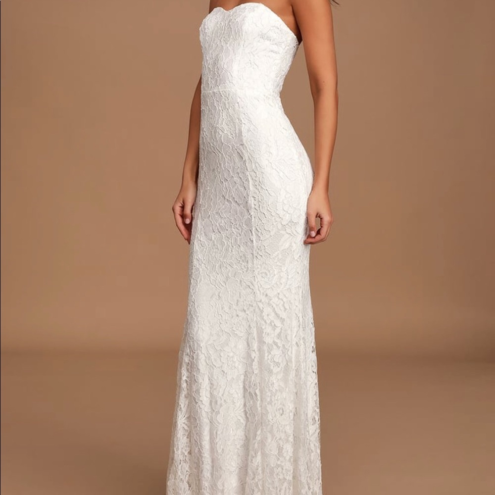 LuLu’s “Always Be There” White Lace Maxi Dress NWOT